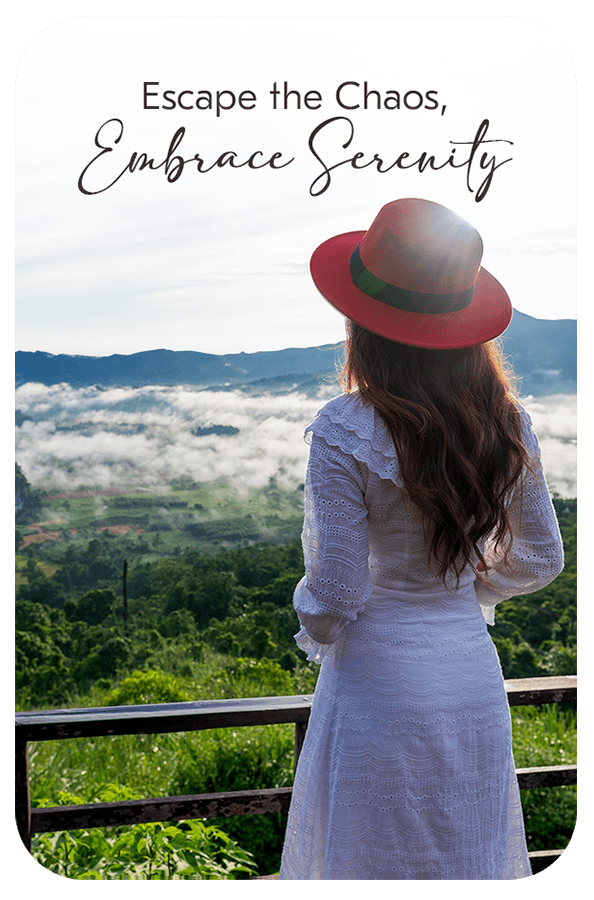 Woman enjoying mountain view