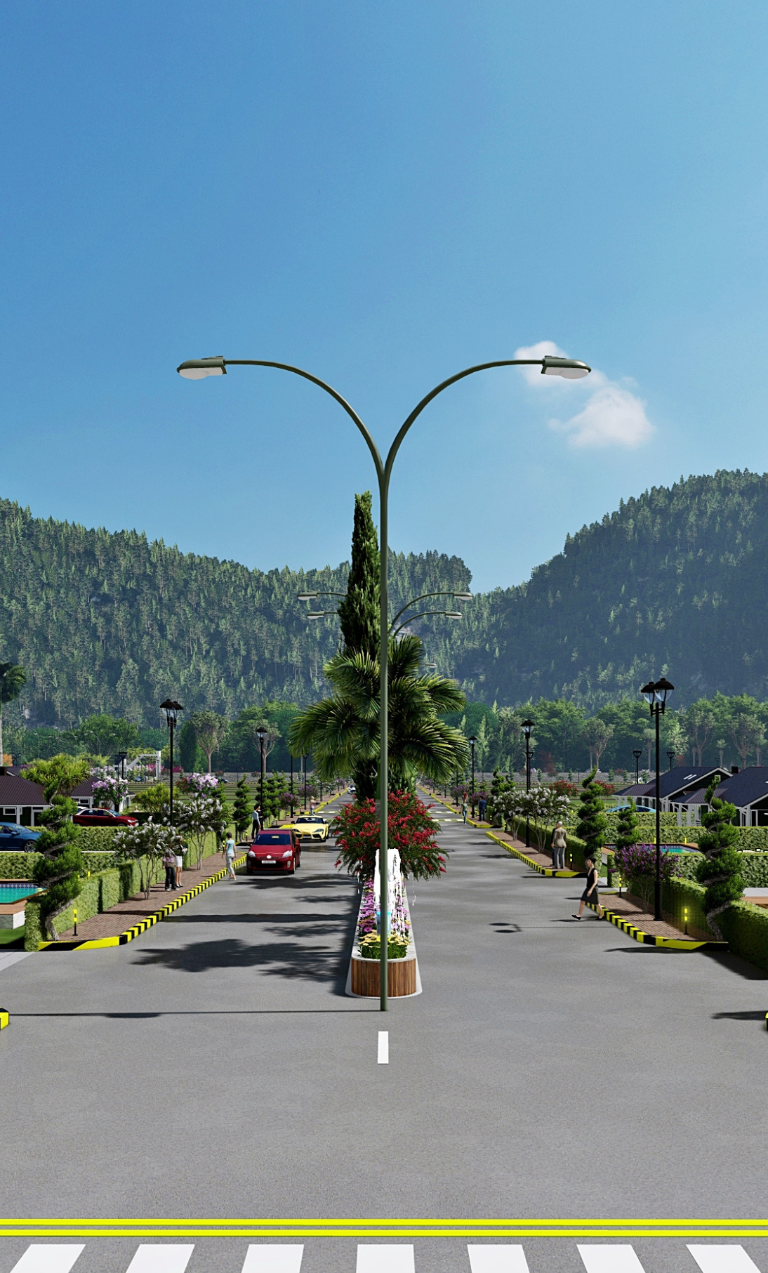 Woman enjoying mountain view